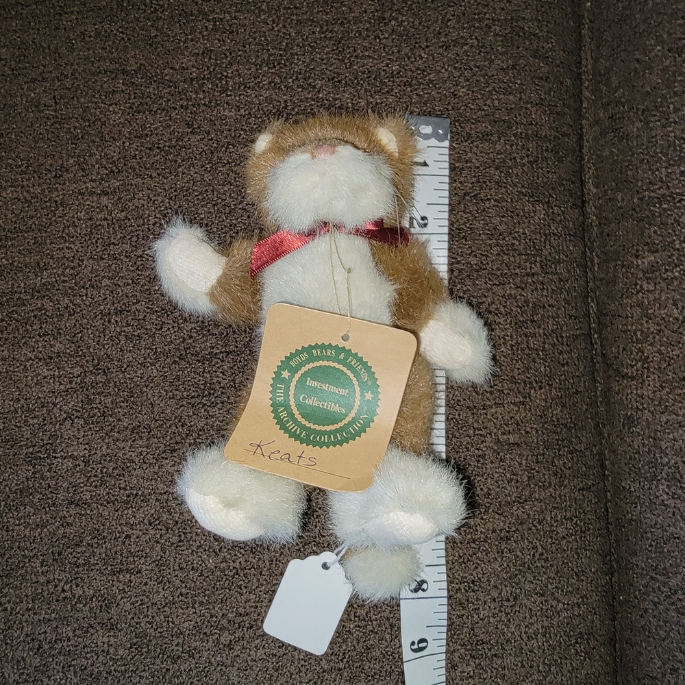 Boyds Bears Brown and Cream Plush Bear with Red Ribbon
